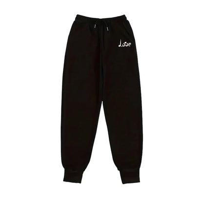 Love Print Hoodie Jogger Set Autumn Winter Casual Sport Outfit 2025 Hot Sale Womens Tracksuit Hooded Sweatshirt Black Sweatpants