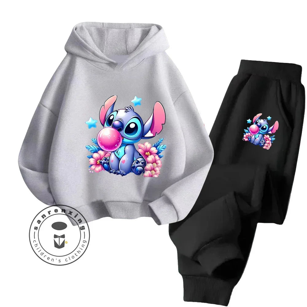 Günstiges, beliebtes, einfaches Stich-Langarm-Sweatshirt-Set für Jungen und Mädchen, Freizeitkleidung, lustige Grafiken, Alltagsstil, energetisches Frühlings-/Herbst-Sweatshirt-Set