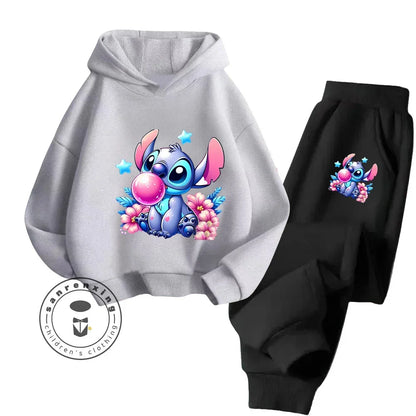 Günstiges, beliebtes, einfaches Stich-Langarm-Sweatshirt-Set für Jungen und Mädchen, Freizeitkleidung, lustige Grafiken, Alltagsstil, energetisches Frühlings-/Herbst-Sweatshirt-Set