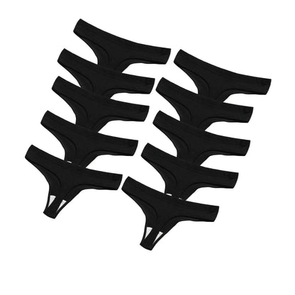 10Pcs/Set Cotton Underwear Women's Sexy Low-Waist Thongs Girls Sports Panties Stretchy T Back Soft Breathable Lingerie