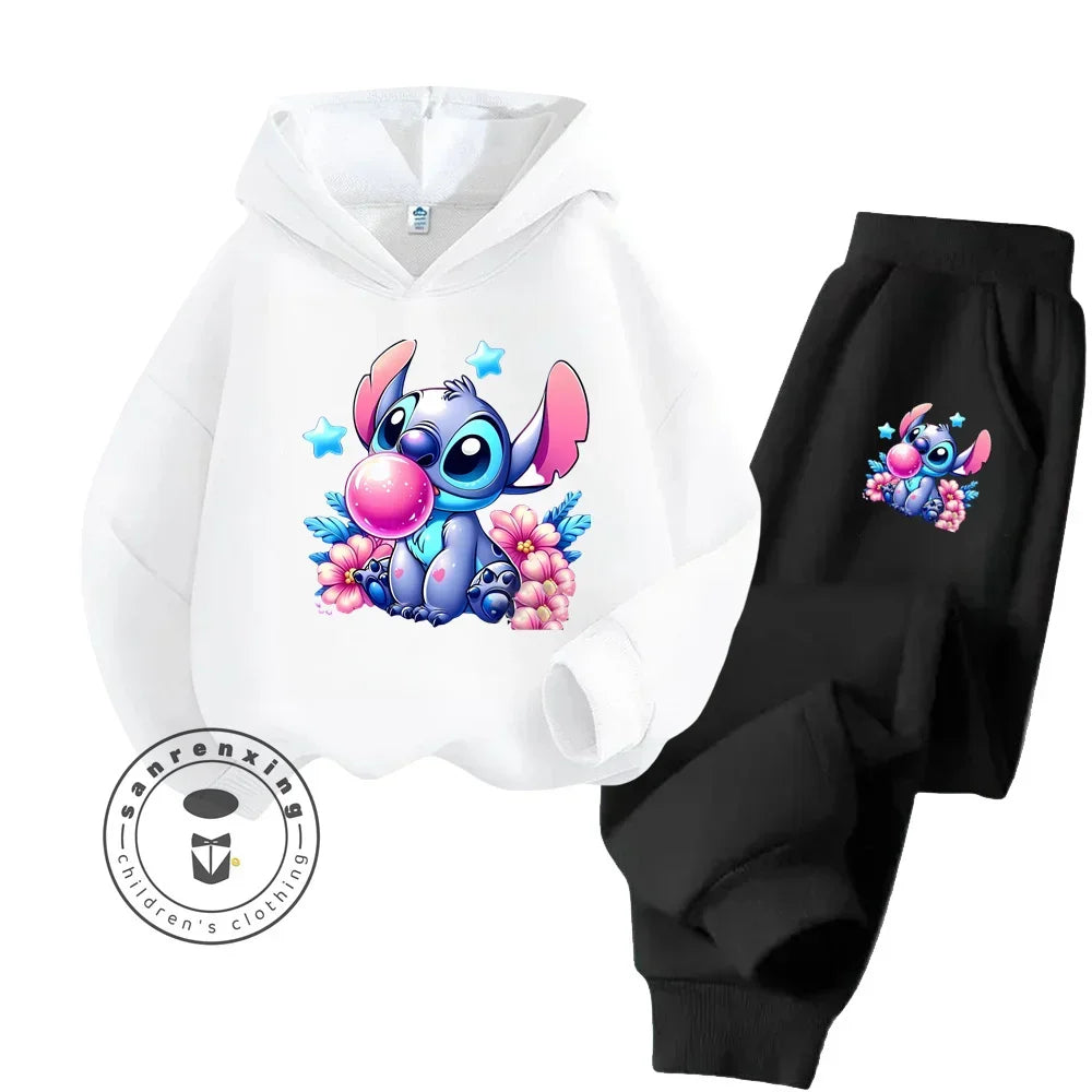 Günstiges, beliebtes, einfaches Stich-Langarm-Sweatshirt-Set für Jungen und Mädchen, Freizeitkleidung, lustige Grafiken, Alltagsstil, energetisches Frühlings-/Herbst-Sweatshirt-Set