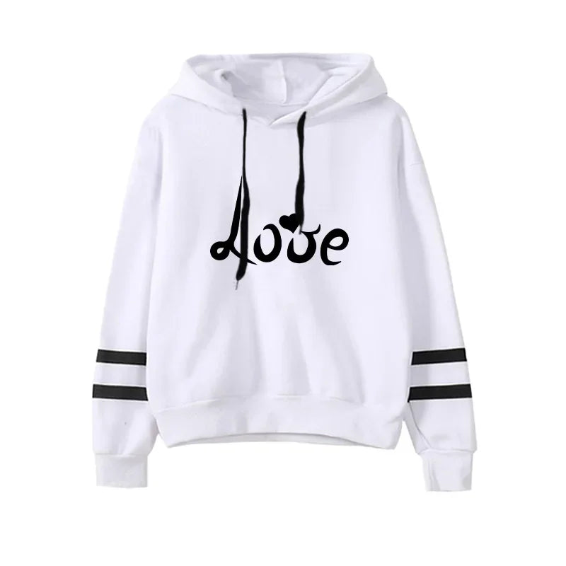 Love Print Hoodie Jogger Set Autumn Winter Casual Sport Outfit 2025 Hot Sale Womens Tracksuit Hooded Sweatshirt Black Sweatpants