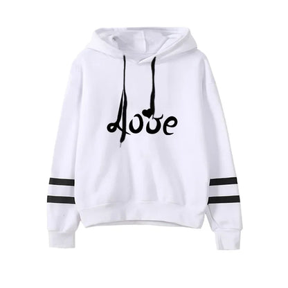 Love Print Hoodie Jogger Set Autumn Winter Casual Sport Outfit 2025 Hot Sale Womens Tracksuit Hooded Sweatshirt Black Sweatpants
