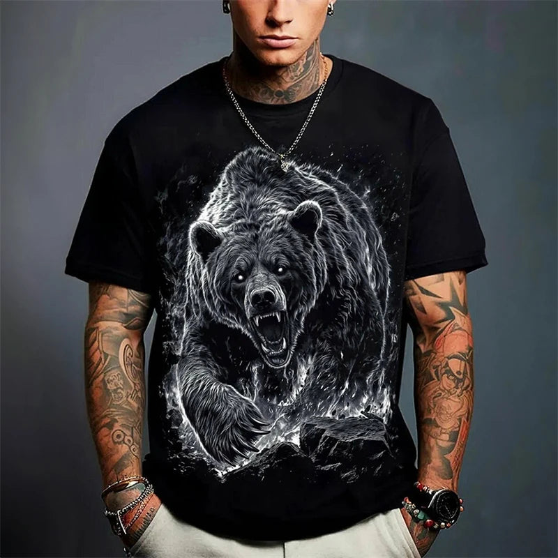 Russian Bear Graphic T-shirt Men's Clothing Russian Flag Design CCCP O-neck Short Sleeve T Shirts Summer 2025 Novel Men Tees