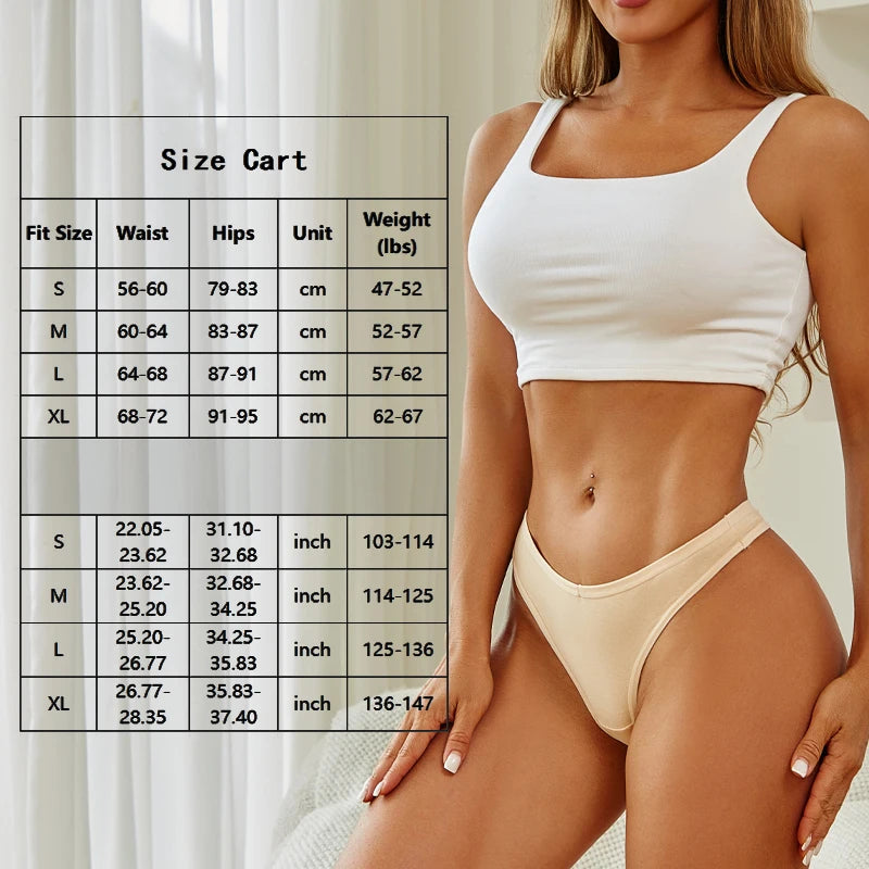 8PCS Women Cotton Thongs Sexy V Waist G-String Panties Seamless Soft Underwear for Women Solid Color Girls Intimates Lingerie