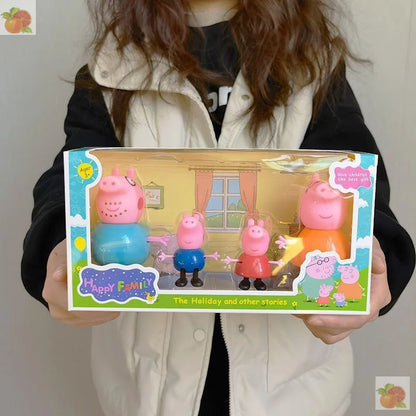 Peppa Pig, a girl, four people, toy doll, boy and children's suit