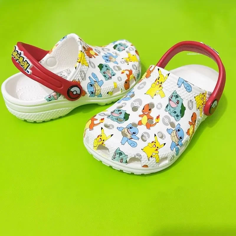 MINISO Pokemoned Hole Sandals Pikachu Squirtle Charmander Slippers Sandals Kawaii Anime Home Beach Shoes Summer Slippers Kids