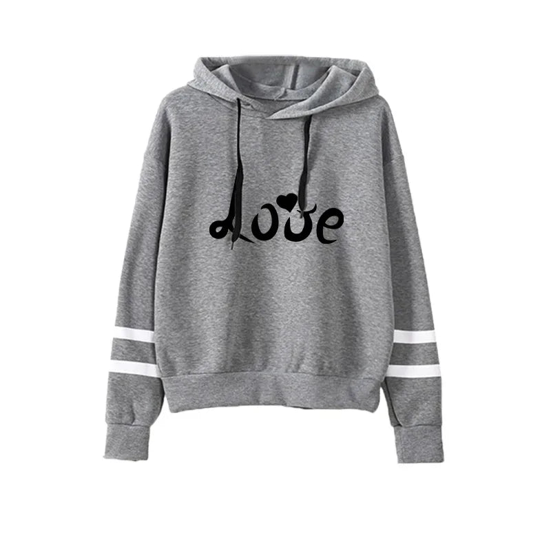 Love Print Hoodie Jogger Set Autumn Winter Casual Sport Outfit 2025 Hot Sale Womens Tracksuit Hooded Sweatshirt Black Sweatpants