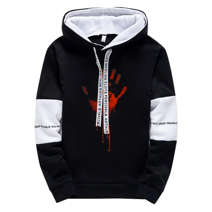 2025 New Arrival Men's Funny Hoodie Realistic Bloody Palm Printed Sweatshirts All Season Daily Casual Sport Pullover Tracksuit
