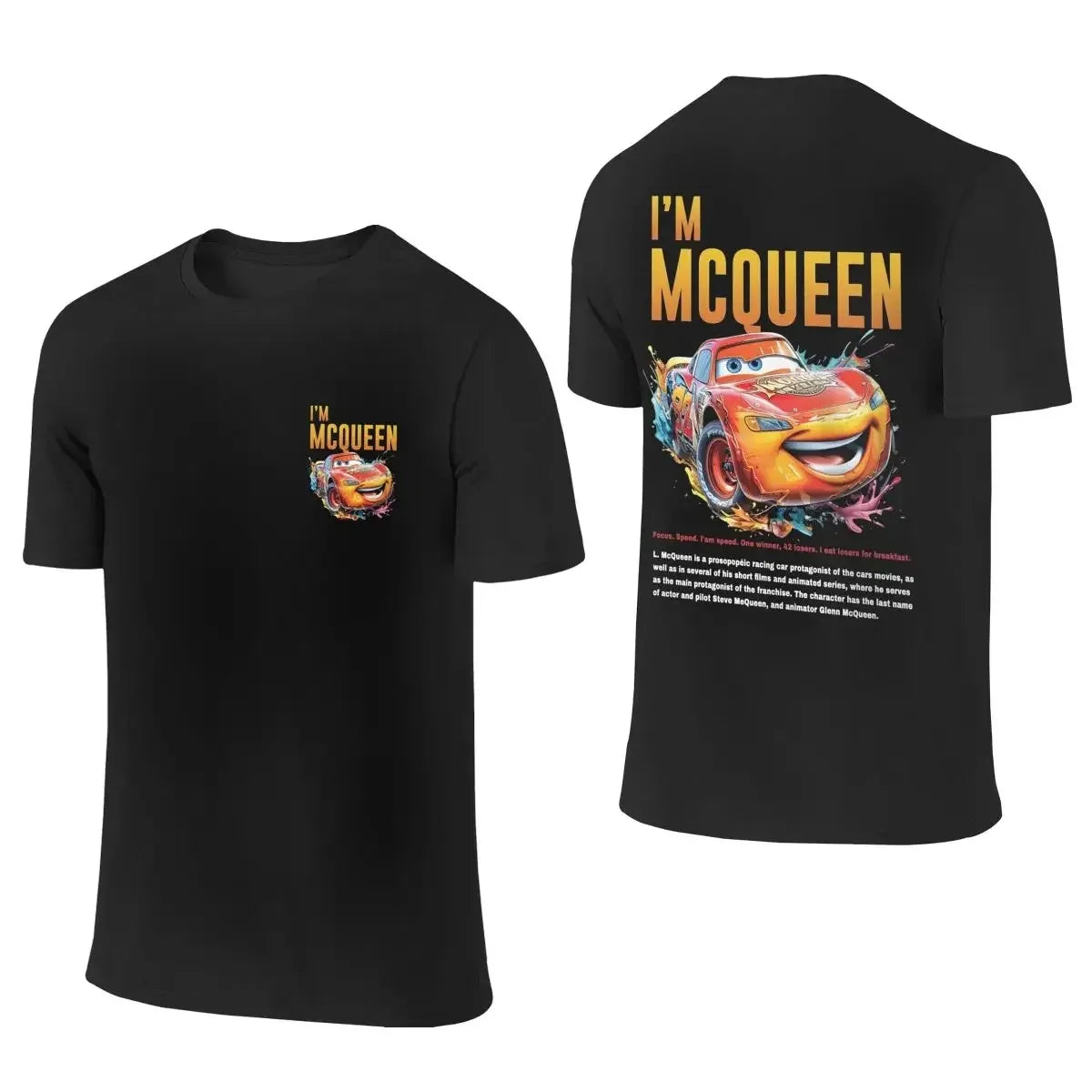 Disney Pixar Movie Cars T-shirt Couple Mens Womens Lightning Mcqueen Sally Oversized Y2k T-shirts Double-sided Printed Clothing