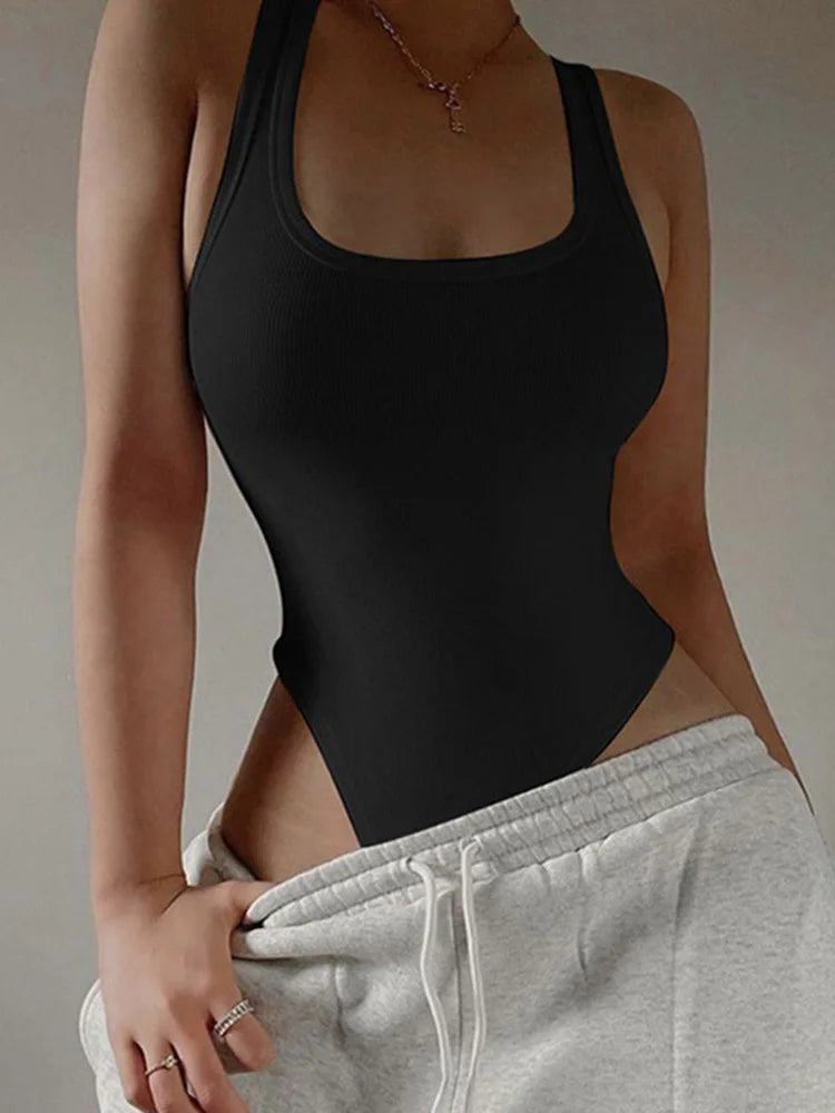 Ärmelloser Strickbodysuit für den Sommer, sexy, figurbetont, schulterfrei, Neckholder-Tops, lässiges Street-Mieder für Damen, Clubwear