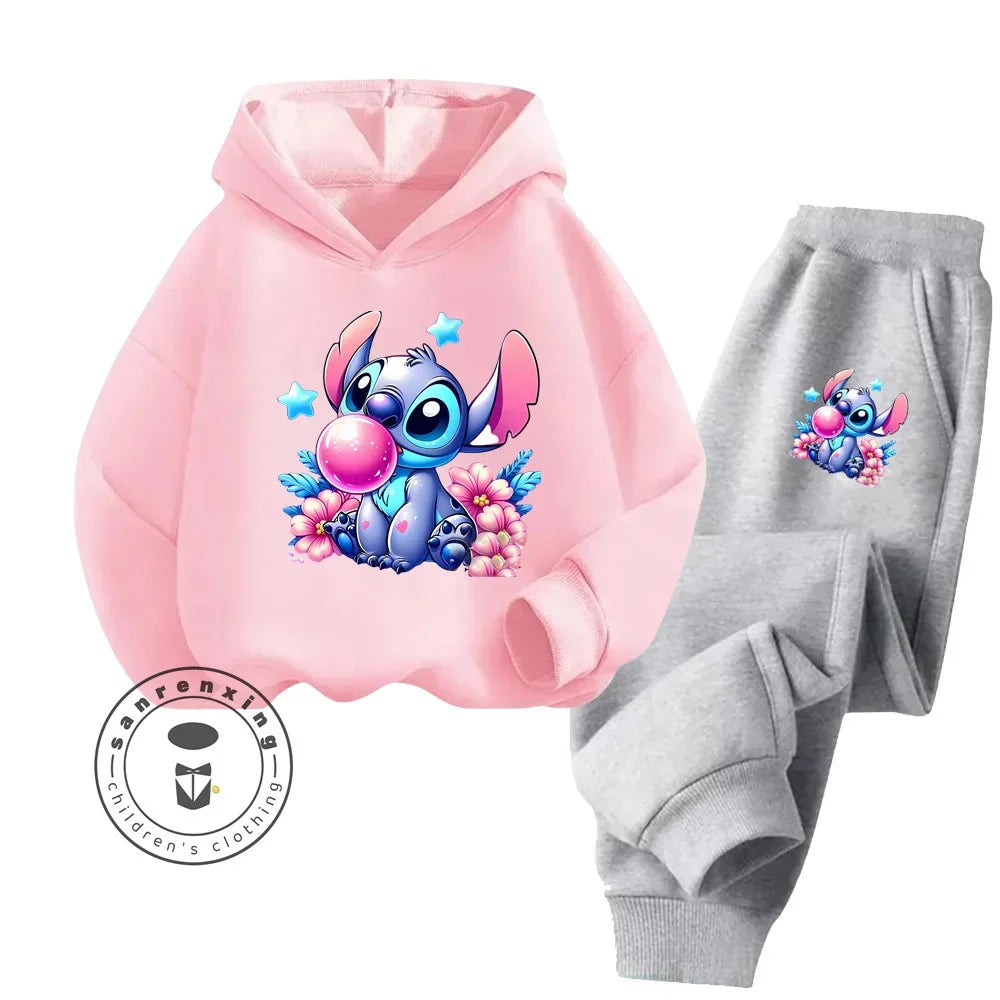 Günstiges, beliebtes, einfaches Stich-Langarm-Sweatshirt-Set für Jungen und Mädchen, Freizeitkleidung, lustige Grafiken, Alltagsstil, energetisches Frühlings-/Herbst-Sweatshirt-Set