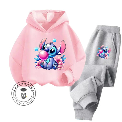 Günstiges, beliebtes, einfaches Stich-Langarm-Sweatshirt-Set für Jungen und Mädchen, Freizeitkleidung, lustige Grafiken, Alltagsstil, energetisches Frühlings-/Herbst-Sweatshirt-Set