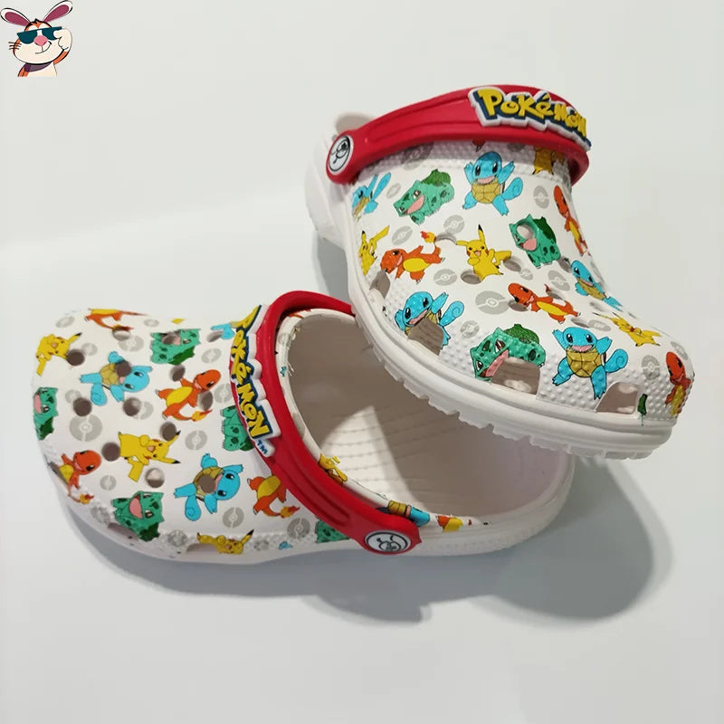 MINISO Pokemoned Hole Sandals Pikachu Squirtle Charmander Slippers Sandals Kawaii Anime Home Beach Shoes Summer Slippers Kids