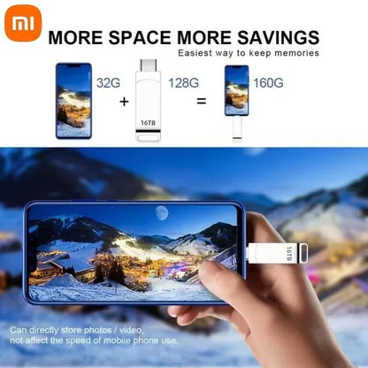 Xiaomi 16TB Flash Drive USB 3.2 High Speed Waterproof USB Transfer Type-c 2-In-1 8TB 16TB OTG Pendrive Flash Disk For Computer