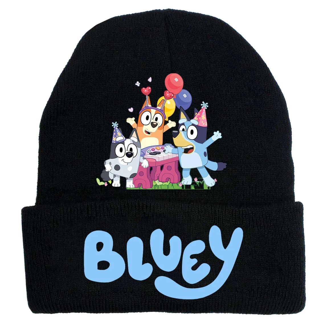 New Anime Bluey Children's Knitted Hat Cute Bingo Family Printed Wool Hat Autumn and Winter Style Velvet Hat Gift