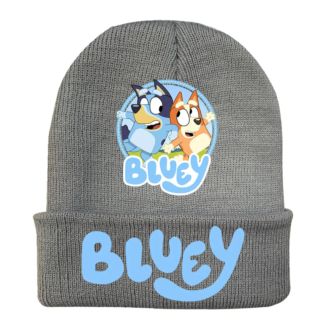 New Anime Bluey Children's Knitted Hat Cute Bingo Family Printed Wool Hat Autumn and Winter Style Velvet Hat Gift