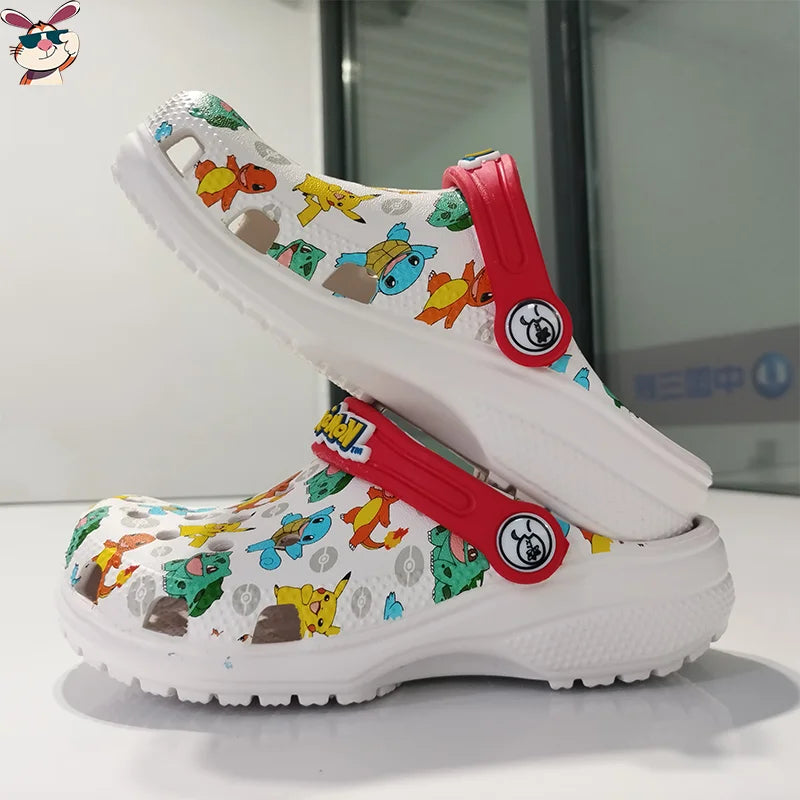 MINISO Pokemoned Hole Sandals Pikachu Squirtle Charmander Slippers Sandals Kawaii Anime Home Beach Shoes Summer Slippers Kids