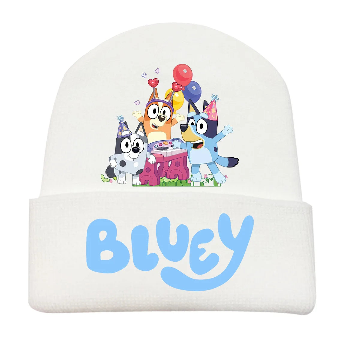 New Anime Bluey Children's Knitted Hat Cute Bingo Family Printed Wool Hat Autumn and Winter Style Velvet Hat Gift