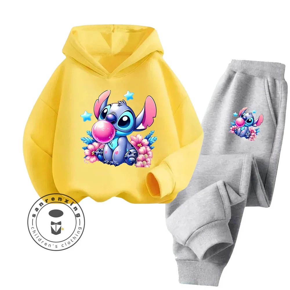 Günstiges, beliebtes, einfaches Stich-Langarm-Sweatshirt-Set für Jungen und Mädchen, Freizeitkleidung, lustige Grafiken, Alltagsstil, energetisches Frühlings-/Herbst-Sweatshirt-Set
