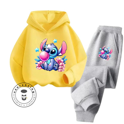 Günstiges, beliebtes, einfaches Stich-Langarm-Sweatshirt-Set für Jungen und Mädchen, Freizeitkleidung, lustige Grafiken, Alltagsstil, energetisches Frühlings-/Herbst-Sweatshirt-Set