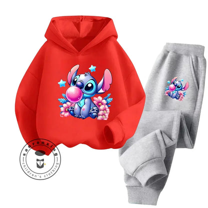 Günstiges, beliebtes, einfaches Stich-Langarm-Sweatshirt-Set für Jungen und Mädchen, Freizeitkleidung, lustige Grafiken, Alltagsstil, energetisches Frühlings-/Herbst-Sweatshirt-Set