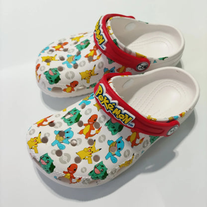 MINISO Pokemoned Hole Sandals Pikachu Squirtle Charmander Slippers Sandals Kawaii Anime Home Beach Shoes Summer Slippers Kids