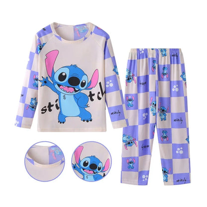 New Spring Children's Clothing Sets Stitch Angel Boy Sleepwear Long Sleeved Pants Clothes Kids Pajamas Set Baby Girls Pyjamas