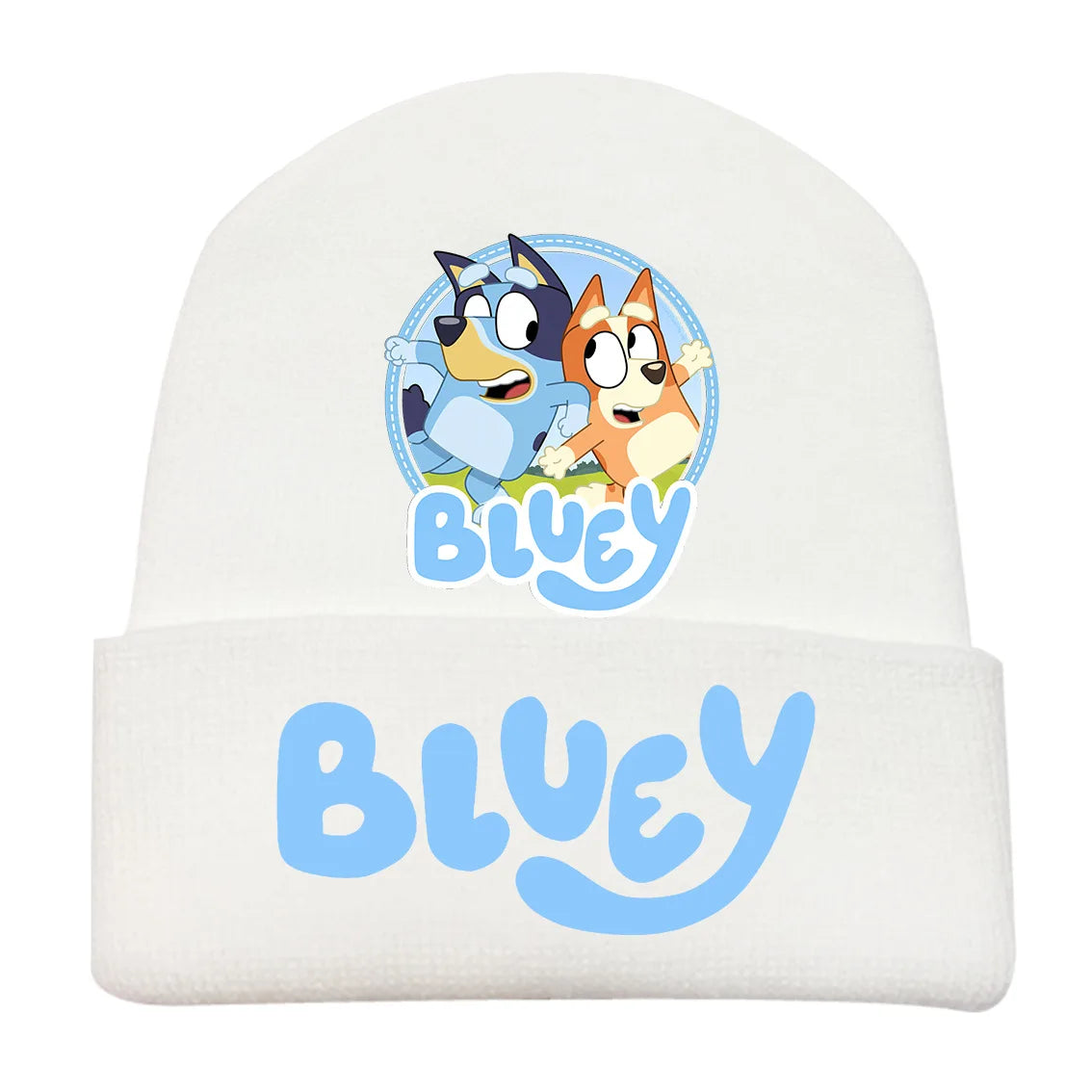 New Anime Bluey Children's Knitted Hat Cute Bingo Family Printed Wool Hat Autumn and Winter Style Velvet Hat Gift