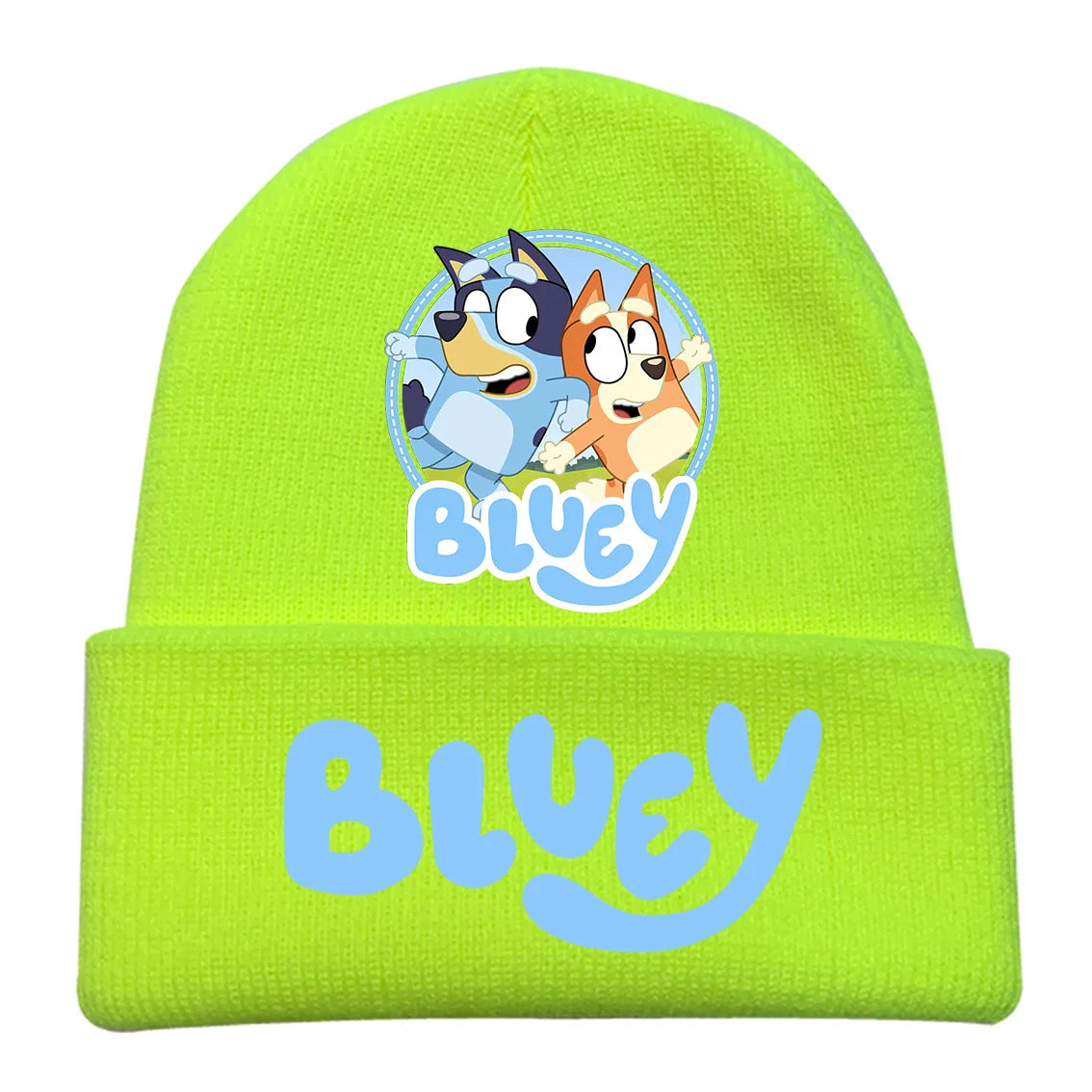 New Anime Bluey Children's Knitted Hat Cute Bingo Family Printed Wool Hat Autumn and Winter Style Velvet Hat Gift