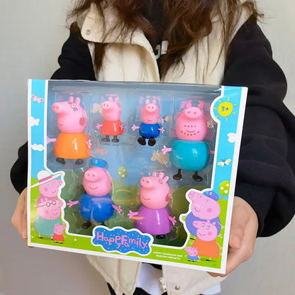 Peppa Pig, a girl, four people, toy doll, boy and children's suit