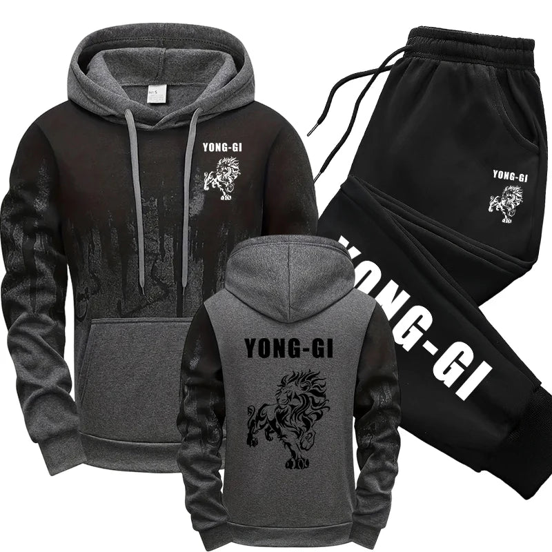 Autumn Winter Hoodies Fashion Comfortable Sports Men's Tracksuit Casual Daily Jogging Splash-ink Sweatshirts Top Mens Sweatpants