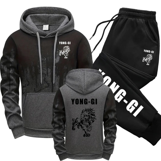 Autumn Winter Hoodies Fashion Comfortable Sports Men's Tracksuit Casual Daily Jogging Splash-ink Sweatshirts Top Mens Sweatpants