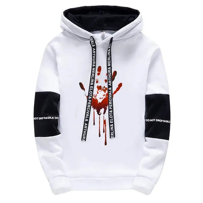 2025 New Arrival Men's Funny Hoodie Realistic Bloody Palm Printed Sweatshirts All Season Daily Casual Sport Pullover Tracksuit