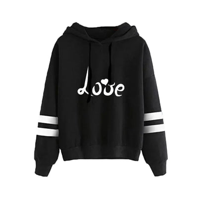 Love Print Hoodie Jogger Set Autumn Winter Casual Sport Outfit 2025 Hot Sale Womens Tracksuit Hooded Sweatshirt Black Sweatpants