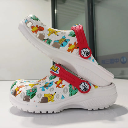 MINISO Pokemoned Hole Sandals Pikachu Squirtle Charmander Slippers Sandals Kawaii Anime Home Beach Shoes Summer Slippers Kids