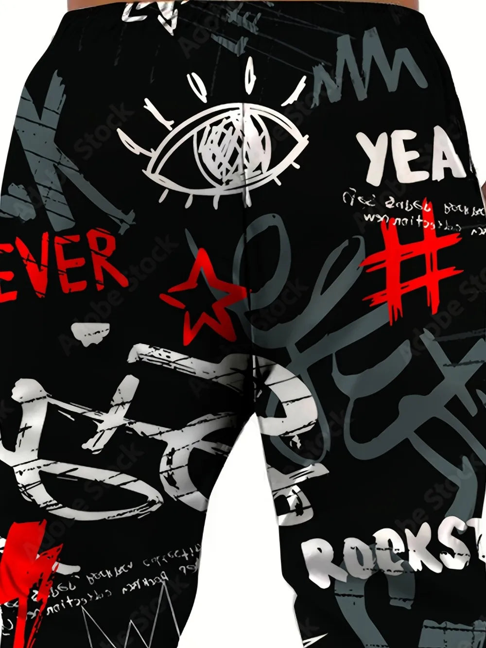 2025 Autumn New Men's Personalized Letter Graffiti Printed Soft and Comfortable Drawstring Pants Outdoor Street Style Pants