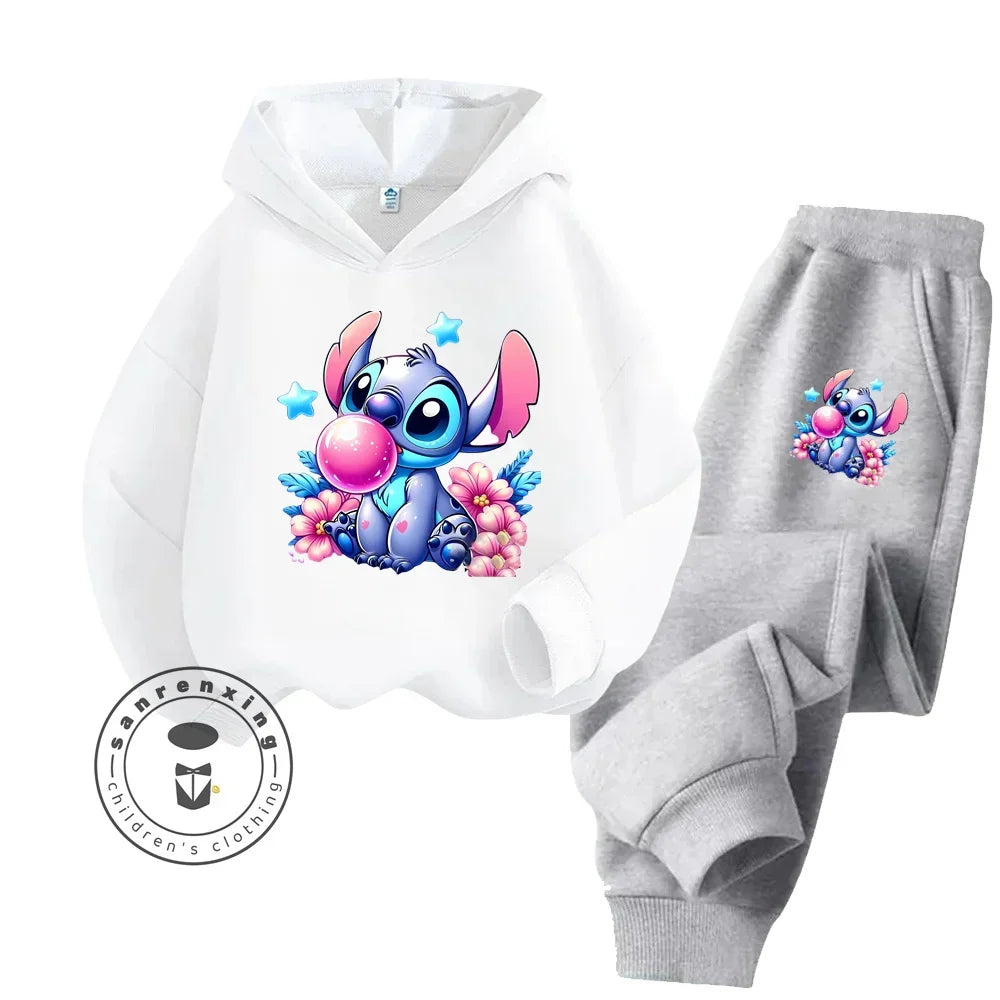 Günstiges, beliebtes, einfaches Stich-Langarm-Sweatshirt-Set für Jungen und Mädchen, Freizeitkleidung, lustige Grafiken, Alltagsstil, energetisches Frühlings-/Herbst-Sweatshirt-Set