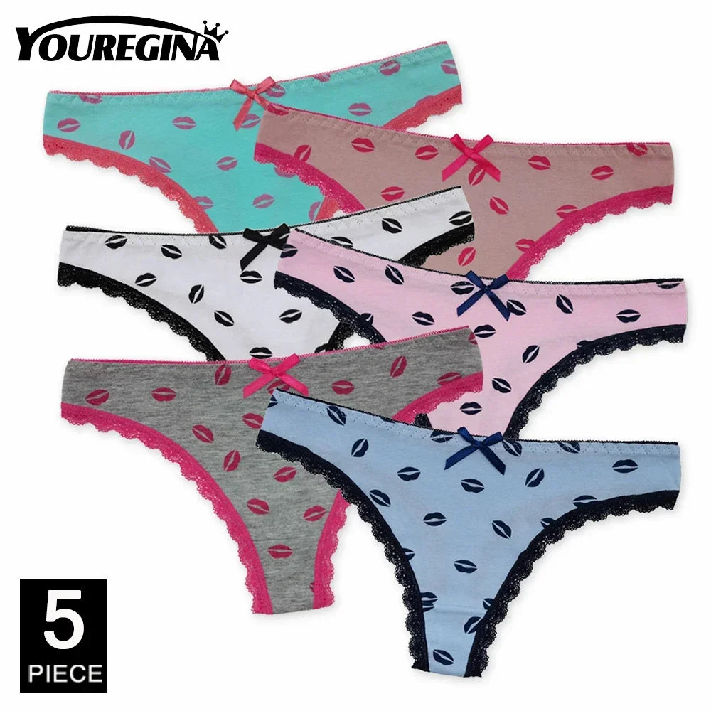 Ladies Cotton Thongs Panties Women Culottes Sexy G Strings Female Underwear Lingerie Comfort Soft Low Rise Tangas 5 pcs/lot