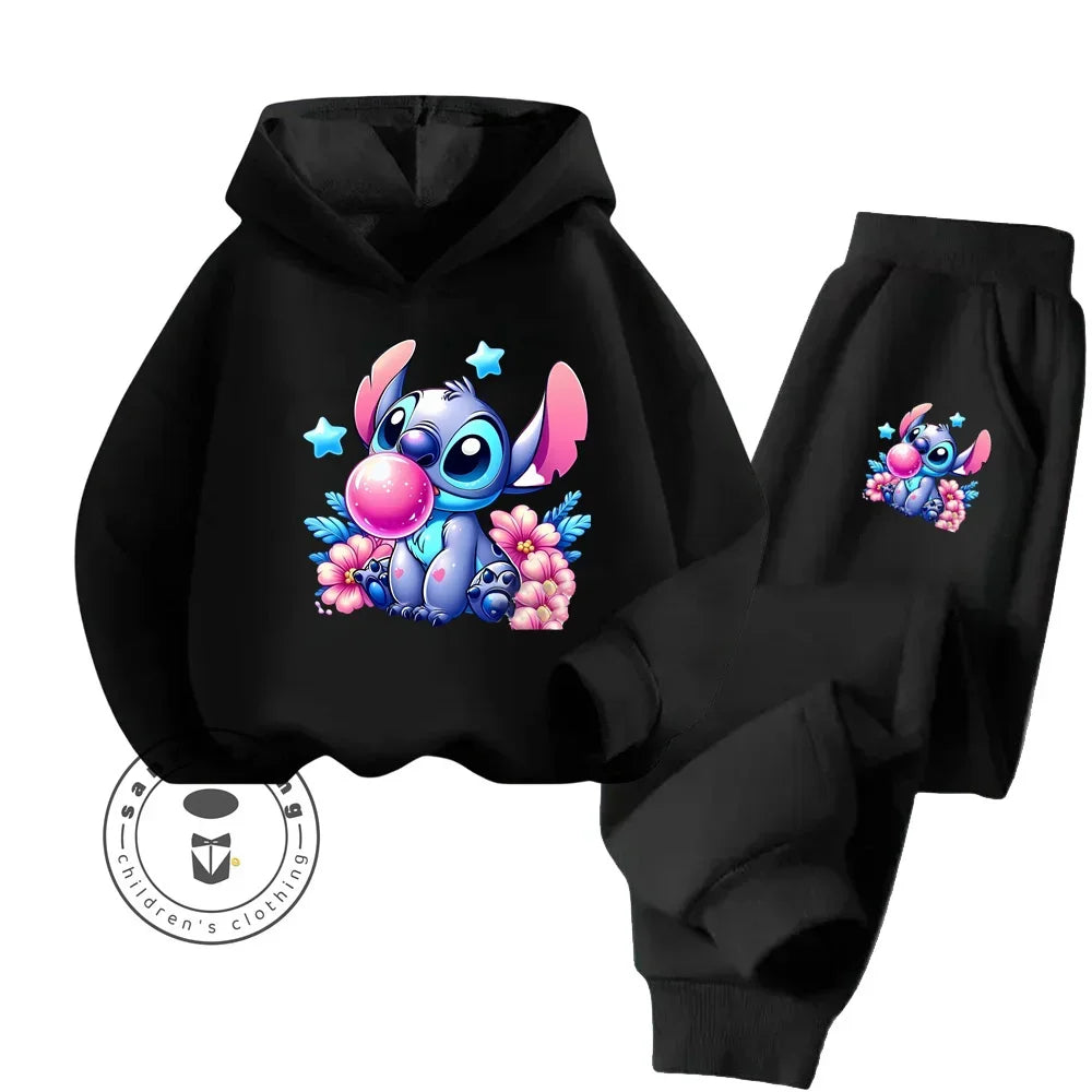 Günstiges, beliebtes, einfaches Stich-Langarm-Sweatshirt-Set für Jungen und Mädchen, Freizeitkleidung, lustige Grafiken, Alltagsstil, energetisches Frühlings-/Herbst-Sweatshirt-Set