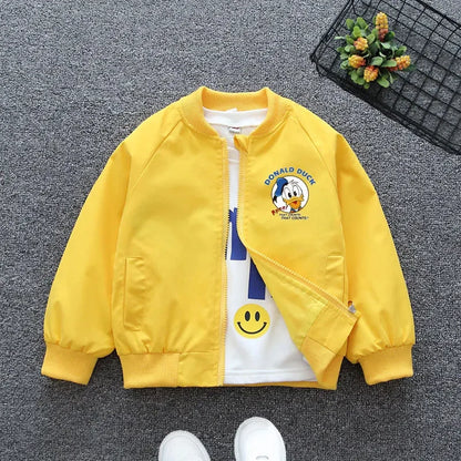 Neue Herbst Baby Jungen Mädchen Jacke Mode Cartoon Donald Duck Druck Oberbekleidung für Kinder Kleidung Frühling Kinder Windjacke Coatsats