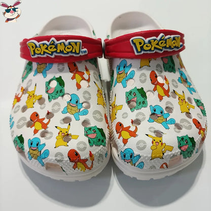 MINISO Pokemoned Hole Sandals Pikachu Squirtle Charmander Slippers Sandals Kawaii Anime Home Beach Shoes Summer Slippers Kids
