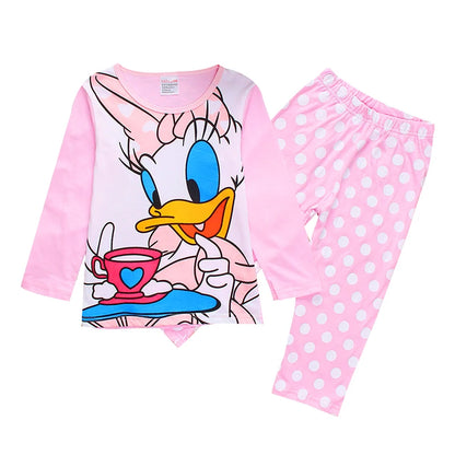 Kids Pajama Set Daisy Cartoon Cotton Soft princess Print Loungewear Long Sleeve Pjs Sleepwear for Toddler Boys Girls