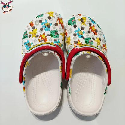 MINISO Pokemoned Hole Sandals Pikachu Squirtle Charmander Slippers Sandals Kawaii Anime Home Beach Shoes Summer Slippers Kids