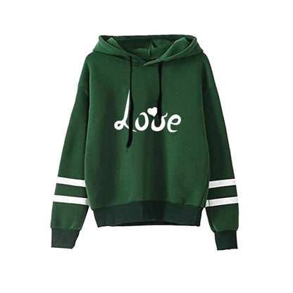 Love Print Hoodie Jogger Set Autumn Winter Casual Sport Outfit 2025 Hot Sale Womens Tracksuit Hooded Sweatshirt Black Sweatpants