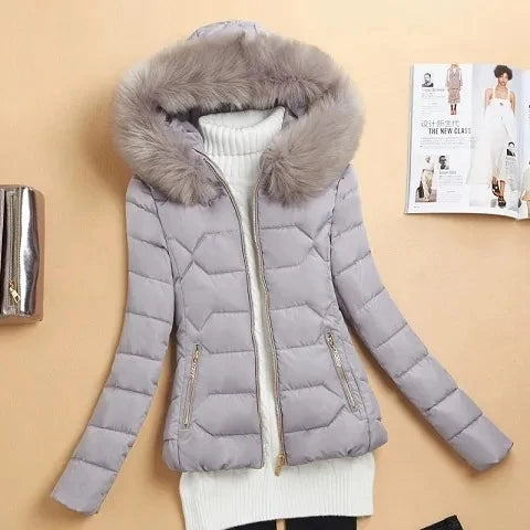 Women Winter Cotton Padded Jacket 2025 New Women Big Fur Collar Cotton Coat Warm Thicken Loose Hooded Parkas Winter Outwear