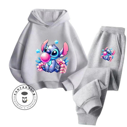 Günstiges, beliebtes, einfaches Stich-Langarm-Sweatshirt-Set für Jungen und Mädchen, Freizeitkleidung, lustige Grafiken, Alltagsstil, energetisches Frühlings-/Herbst-Sweatshirt-Set