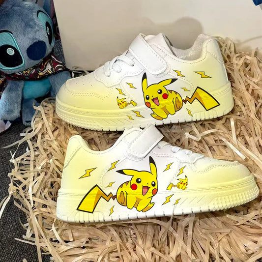 2025 Pikachu Cartoon Niedlich Unisex Weiße Turnschuhe Sprühfarbe Kinder Freizeitschuhe Grenzüberschreitender Heißer Verkauf