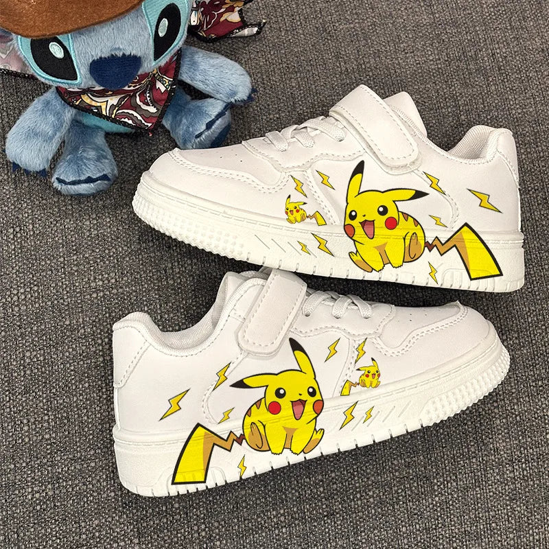2025 Pikachu Cartoon Niedlich Unisex Weiße Turnschuhe Sprühfarbe Kinder Freizeitschuhe Grenzüberschreitender Heißer Verkauf