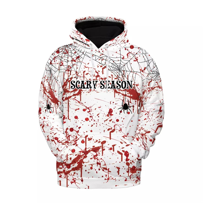 Horror Halloween Party Graphic Sweatshirts Bloody Patterns Design Hoodies For Men Clothes I'm Fine Blood Stained Y2k Pullovers